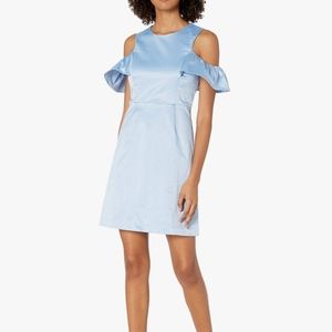 Sateen cold shoulder dress